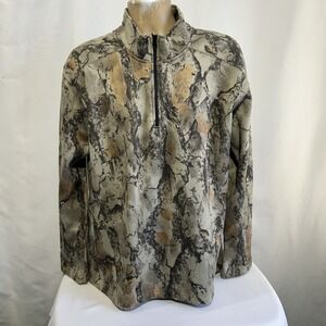 VTG Natural Gear Camo Quarter 1/4 Zip Pullover Silent Fleece NatGear Men's Large